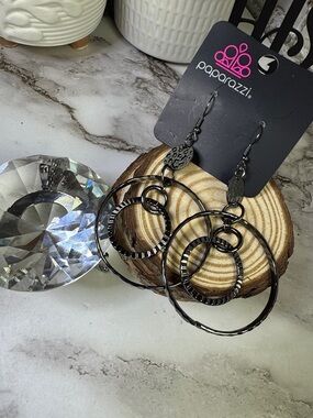 Paparazzi Gunmetal Multi-Hoop Dangle Earrings